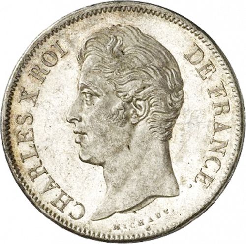5 Francs Obverse Image minted in FRANCE in 1827MA (1824-1830 - Charles X)  - The Coin Database