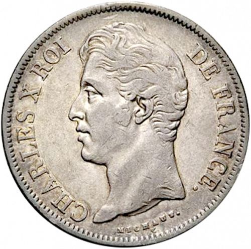5 Francs Obverse Image minted in FRANCE in 1828A (1824-1830 - Charles X)  - The Coin Database