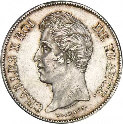5 Francs Obverse Image minted in FRANCE in 1828M (1824-1830 - Charles X)  - The Coin Database