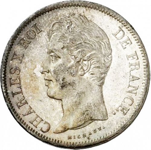 5 Francs Obverse Image minted in FRANCE in 1828W (1824-1830 - Charles X)  - The Coin Database