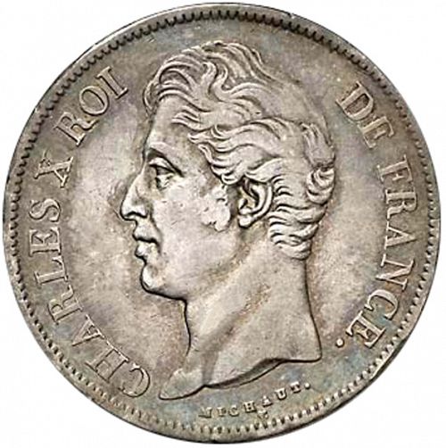 5 Francs Obverse Image minted in FRANCE in 1830H (1824-1830 - Charles X)  - The Coin Database