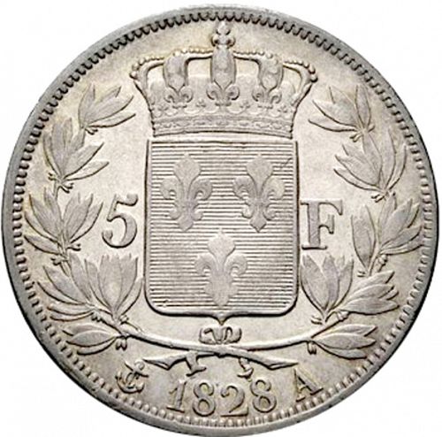 5 Francs Reverse Image minted in FRANCE in 1828A (1824-1830 - Charles X)  - The Coin Database