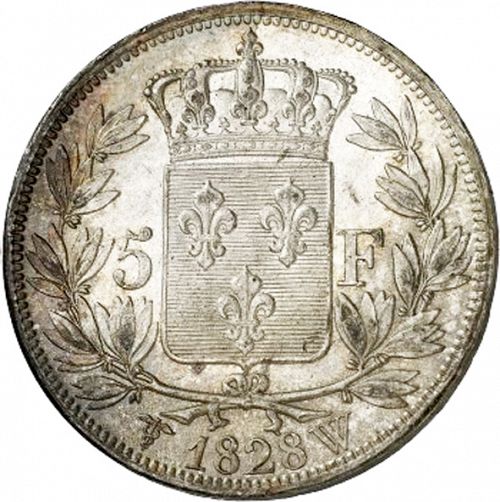 5 Francs Reverse Image minted in FRANCE in 1828W (1824-1830 - Charles X)  - The Coin Database