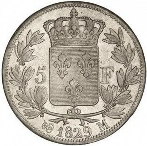 5 Francs Reverse Image minted in FRANCE in 1829M (1824-1830 - Charles X)  - The Coin Database