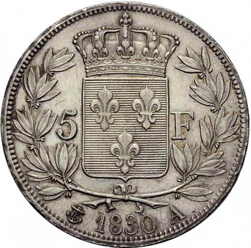 5 Francs Reverse Image minted in FRANCE in 1830A (1824-1830 - Charles X)  - The Coin Database