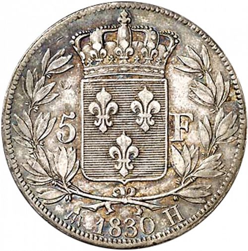 5 Francs Reverse Image minted in FRANCE in 1830H (1824-1830 - Charles X)  - The Coin Database