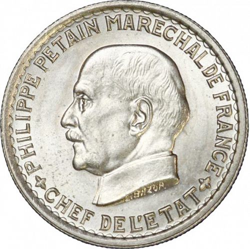 5 Francs Obverse Image minted in FRANCE in 1941 (1940-1944 - Vichy State)  - The Coin Database