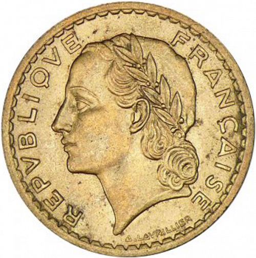 5 Francs Obverse Image minted in FRANCE in 1945C (1944-1947 - Provisional Government)  - The Coin Database