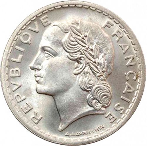 5 Francs Obverse Image minted in FRANCE in 1946 (1944-1947 - Provisional Government)  - The Coin Database