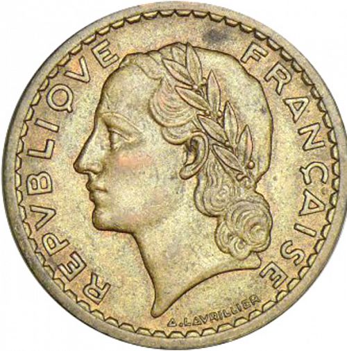 5 Francs Obverse Image minted in FRANCE in 1947 (1944-1947 - Provisional Government)  - The Coin Database