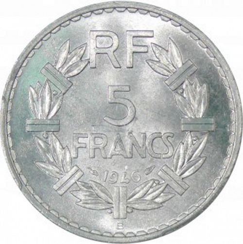 5 Francs Reverse Image minted in FRANCE in 1946B (1944-1947 - Provisional Government)  - The Coin Database