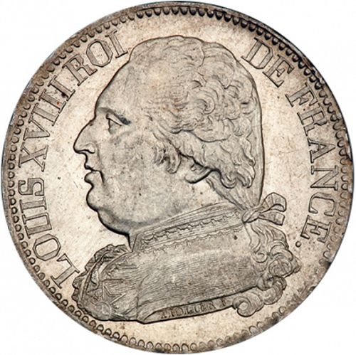 5 Francs Obverse Image minted in FRANCE in 1814A (1814-1824 - Louis XVIII)  - The Coin Database