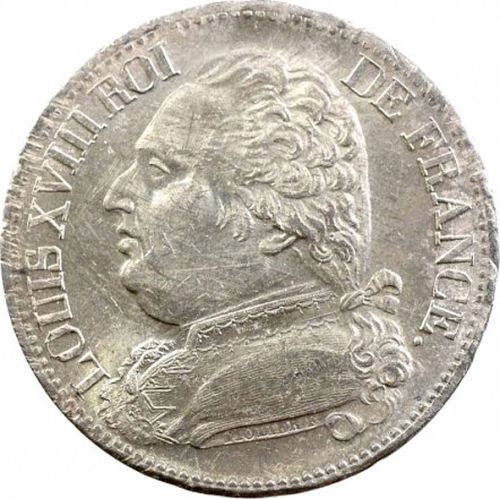 5 Francs Obverse Image minted in FRANCE in 1814I (1814-1824 - Louis XVIII)  - The Coin Database
