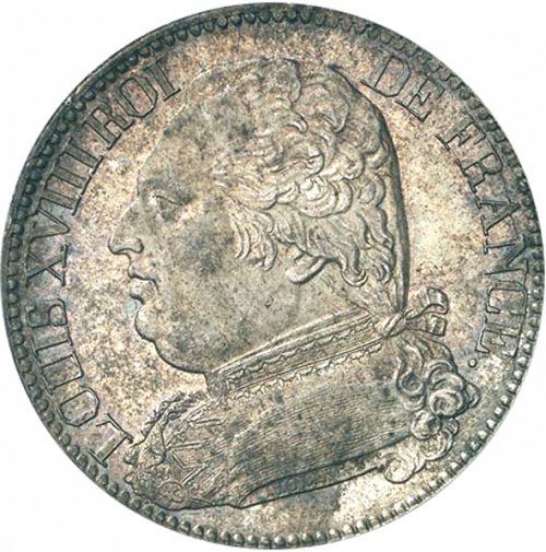 5 Francs Obverse Image minted in FRANCE in 1815B (1814-1824 - Louis XVIII)  - The Coin Database
