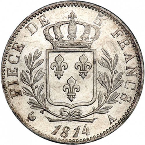 5 Francs Reverse Image minted in FRANCE in 1814A (1814-1824 - Louis XVIII)  - The Coin Database