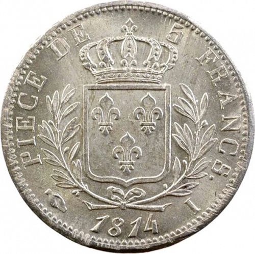 5 Francs Reverse Image minted in FRANCE in 1814I (1814-1824 - Louis XVIII)  - The Coin Database