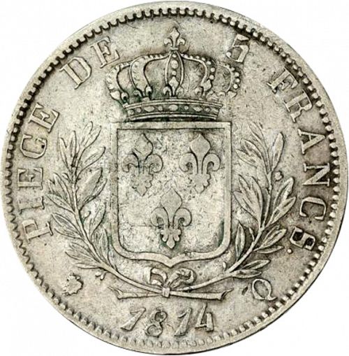 5 Francs Reverse Image minted in FRANCE in 1814Q (1814-1824 - Louis XVIII)  - The Coin Database