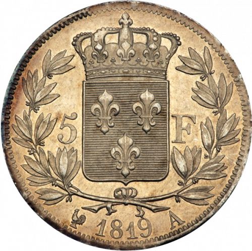 5 Francs Reverse Image minted in FRANCE in 1819A (1814-1824 - Louis XVIII)  - The Coin Database