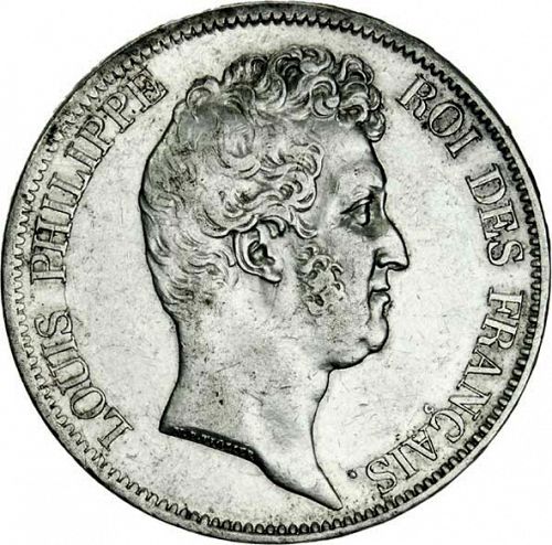 5 Francs Obverse Image minted in FRANCE in 1830A (1830-1848 - Louis Philippe I)  - The Coin Database