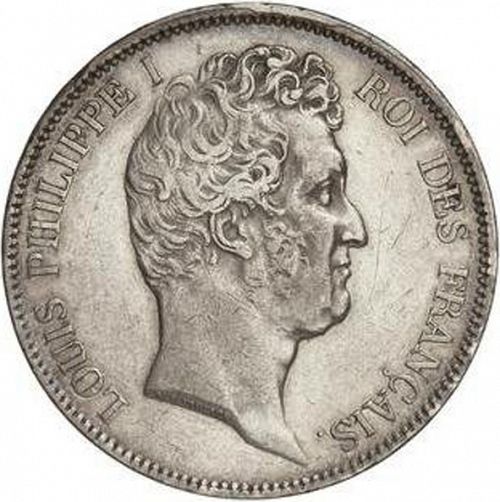 5 Francs Obverse Image minted in FRANCE in 1830B (1830-1848 - Louis Philippe I)  - The Coin Database