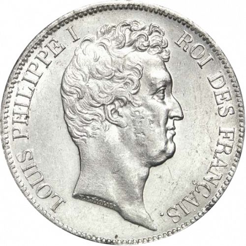 5 Francs Obverse Image minted in FRANCE in 1830T (1830-1848 - Louis Philippe I)  - The Coin Database