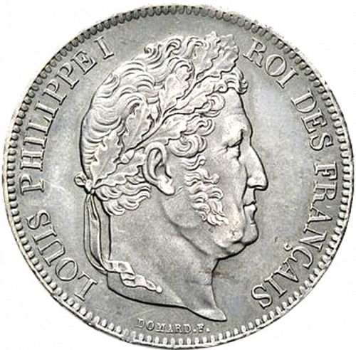 5 Francs Obverse Image minted in FRANCE in 1833W (1830-1848 - Louis Philippe I)  - The Coin Database