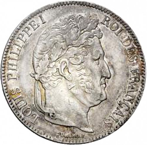 5 Francs Obverse Image minted in FRANCE in 1840B (1830-1848 - Louis Philippe I)  - The Coin Database