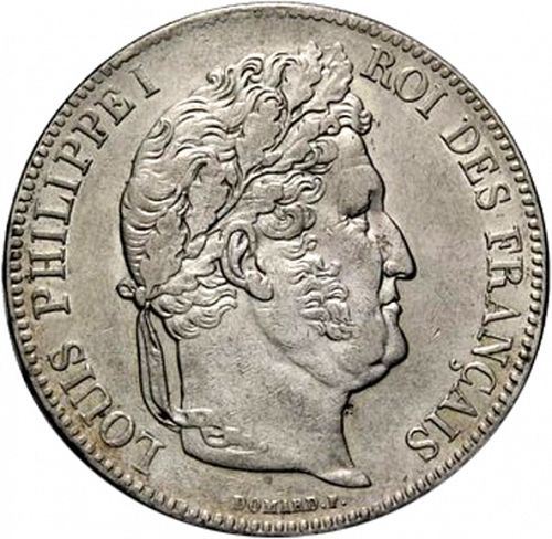 5 Francs Obverse Image minted in FRANCE in 1842BB (1830-1848 - Louis Philippe I)  - The Coin Database