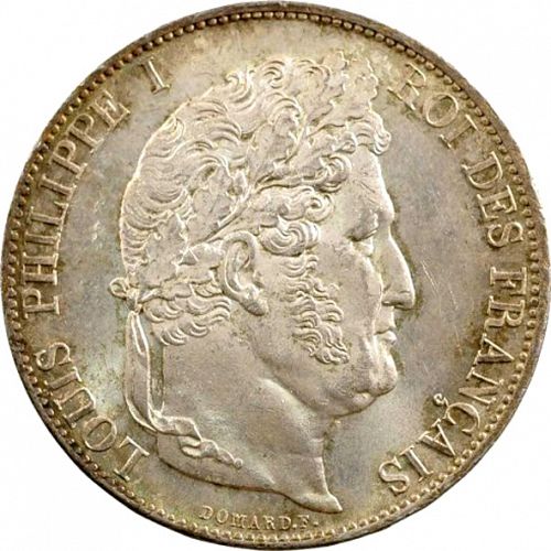 5 Francs Obverse Image minted in FRANCE in 1845A (1830-1848 - Louis Philippe I)  - The Coin Database