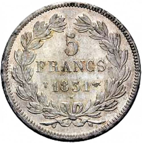 5 Francs Reverse Image minted in FRANCE in 1831T (1830-1848 - Louis Philippe I)  - The Coin Database