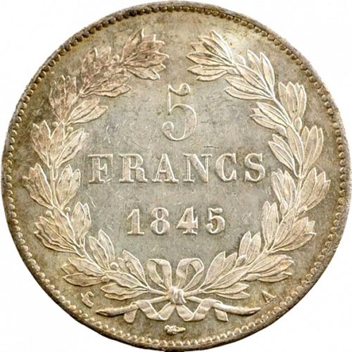 5 Francs Reverse Image minted in FRANCE in 1845A (1830-1848 - Louis Philippe I)  - The Coin Database