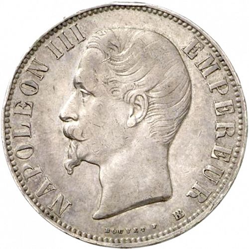 5 Francs Obverse Image minted in FRANCE in 1855BB (1852-1870 - Napoléon III)  - The Coin Database