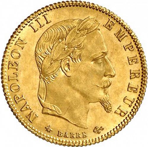 5 Francs Obverse Image minted in FRANCE in 1868A (1852-1870 - Napoléon III)  - The Coin Database