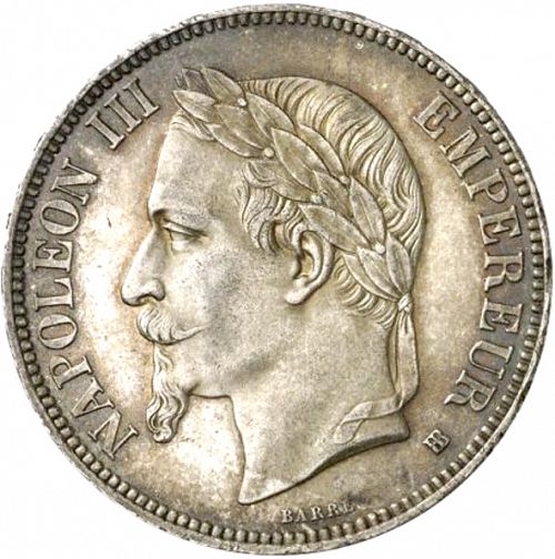 5 Francs Obverse Image minted in FRANCE in 1868BB (1852-1870 - Napoléon III)  - The Coin Database