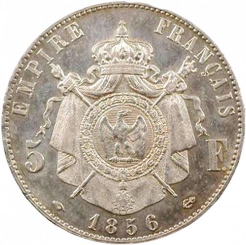 5 Francs Reverse Image minted in FRANCE in 1856A (1852-1870 - Napoléon III)  - The Coin Database