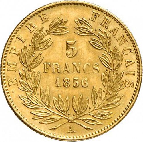 5 Francs Reverse Image minted in FRANCE in 1856A (1852-1870 - Napoléon III)  - The Coin Database