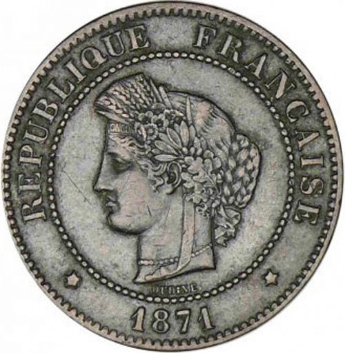 5 Centimes Obverse Image minted in FRANCE in 1871K (1871-1940 - Third Republic)  - The Coin Database