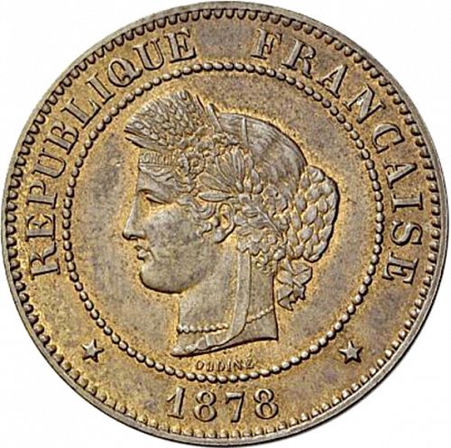 5 Centimes Obverse Image minted in FRANCE in 1878A (1871-1940 - Third Republic)  - The Coin Database