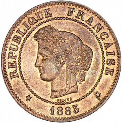 5 Centimes Obverse Image minted in FRANCE in 1883A (1871-1940 - Third Republic)  - The Coin Database