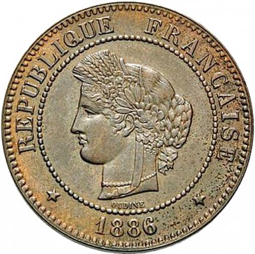 5 Centimes Obverse Image minted in FRANCE in 1886A (1871-1940 - Third Republic)  - The Coin Database