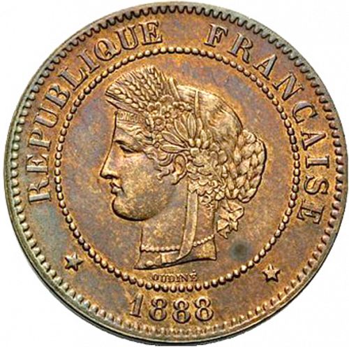 5 Centimes Obverse Image minted in FRANCE in 1888A (1871-1940 - Third Republic)  - The Coin Database