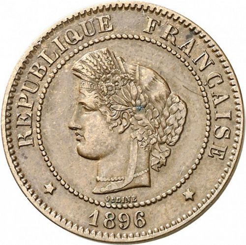 5 Centimes Obverse Image minted in FRANCE in 1896A (1871-1940 - Third Republic)  - The Coin Database