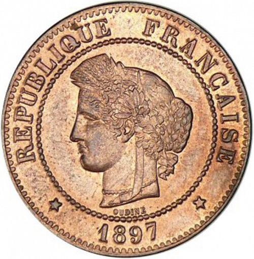 5 Centimes Obverse Image minted in FRANCE in 1897A (1871-1940 - Third Republic)  - The Coin Database