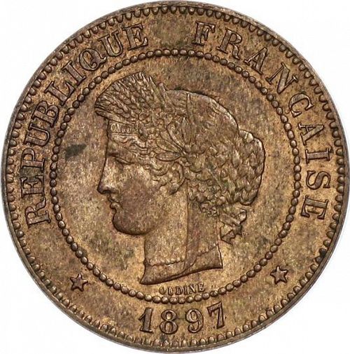 5 Centimes Obverse Image minted in FRANCE in 1897A (1871-1940 - Third Republic)  - The Coin Database