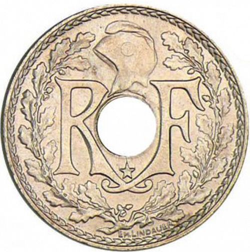5 Centimes Obverse Image minted in FRANCE in 1938 (1871-1940 - Third Republic)  - The Coin Database