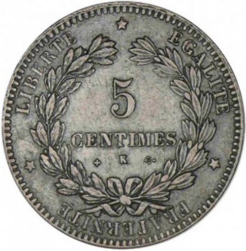 5 Centimes Reverse Image minted in FRANCE in 1871K (1871-1940 - Third Republic)  - The Coin Database