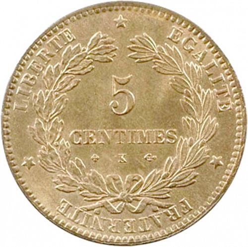 5 Centimes Reverse Image minted in FRANCE in 1874K (1871-1940 - Third Republic)  - The Coin Database