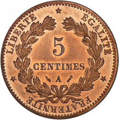 5 Centimes Reverse Image minted in FRANCE in 1881A (1871-1940 - Third Republic)  - The Coin Database