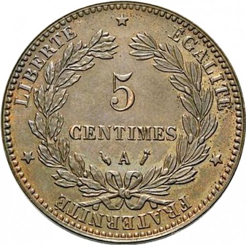 5 Centimes Reverse Image minted in FRANCE in 1886A (1871-1940 - Third Republic)  - The Coin Database