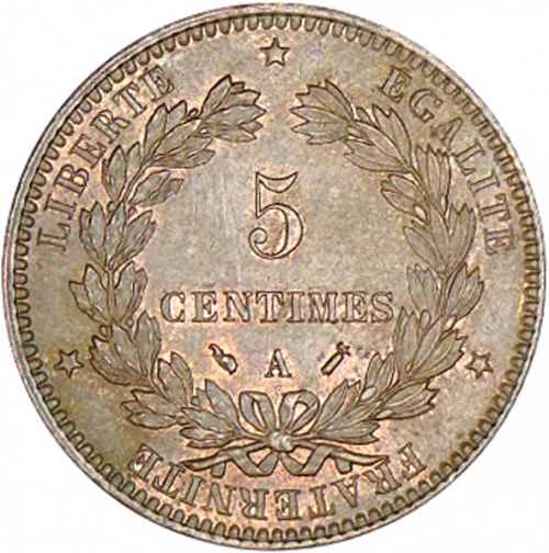5 Centimes Reverse Image minted in FRANCE in 1893A (1871-1940 - Third Republic)  - The Coin Database